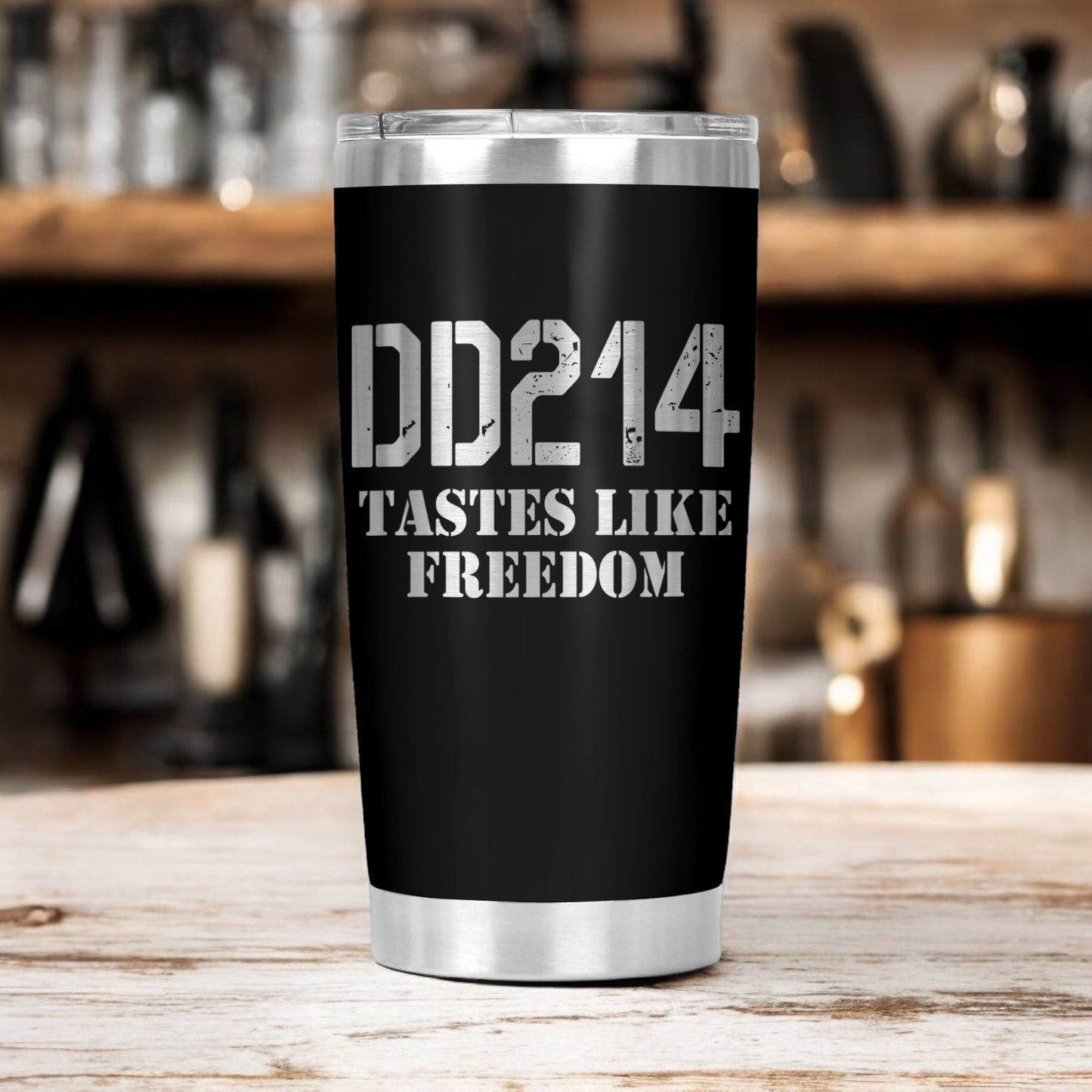 DD214 Tastes Like Freedom Tumbler, Military Veteran Cup Gift, 20 Oz