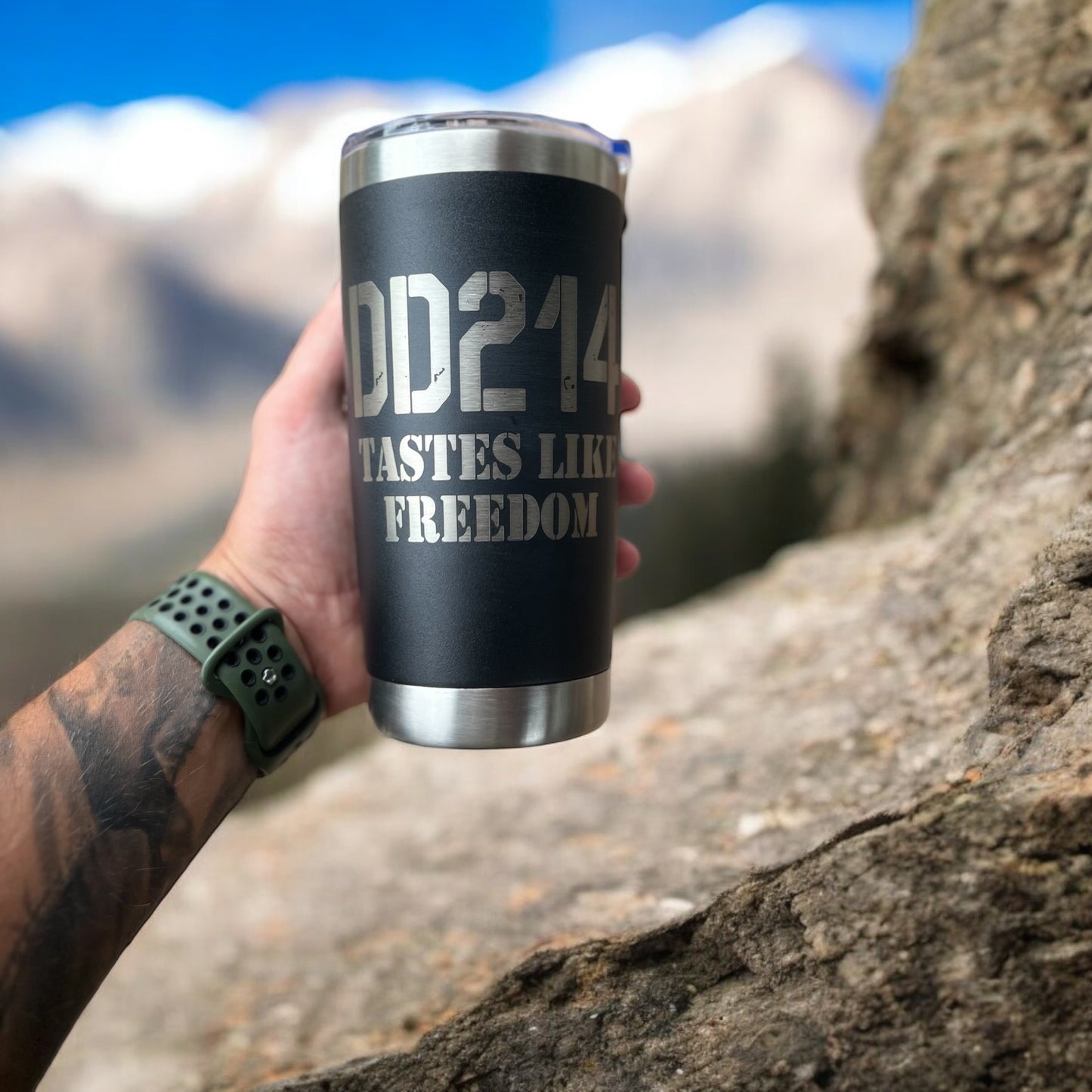 DD214 Tastes Like Freedom Tumbler, Military Veteran Cup Gift, 20 Oz