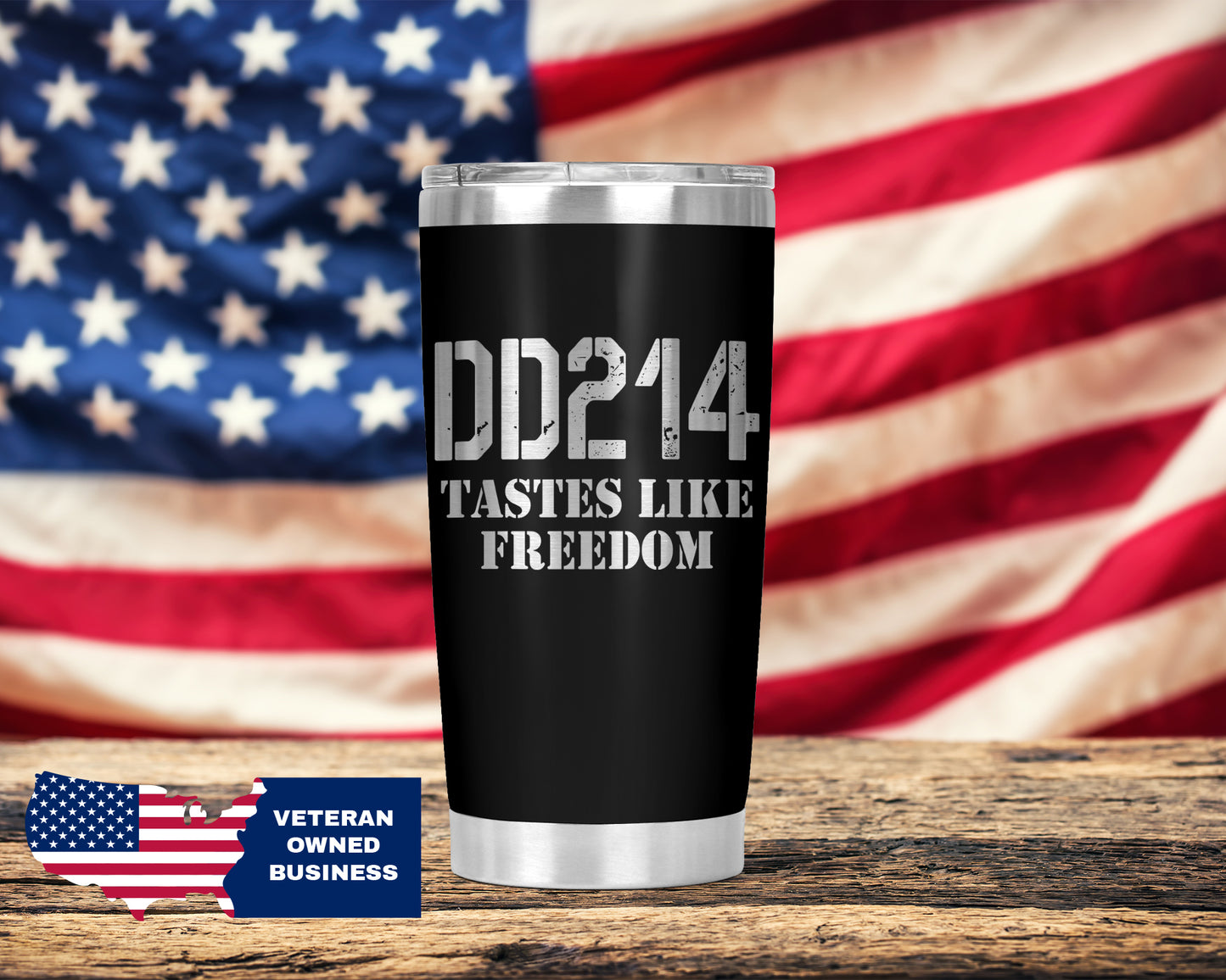 DD214 Tastes Like Freedom Tumbler, Military Veteran Cup Gift, 20 Oz