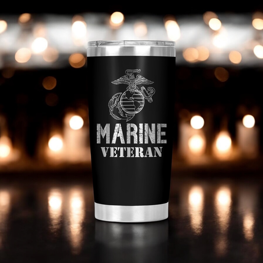 Marine Veteran Tumbler, veteran gift, birthday gift, gift for her, gift for him